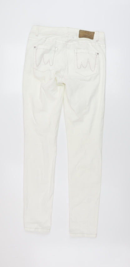 Marccain Womens Ivory Cotton Skinny Jeans Size 28 in L30 in Regular Button