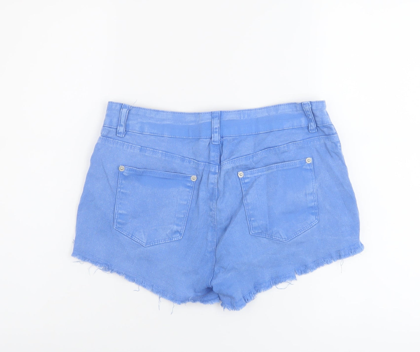 Select Womens Blue Cotton Hot Pants Shorts Size 12 L3 in Regular Button