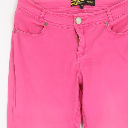 Authentic Womens Pink Cotton Capri Jeans Size 10 L21 in Regular Button