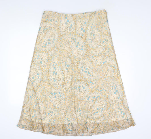 Marks and Spencer Womens Multicoloured Paisley Polyester A-Line Skirt Size 16