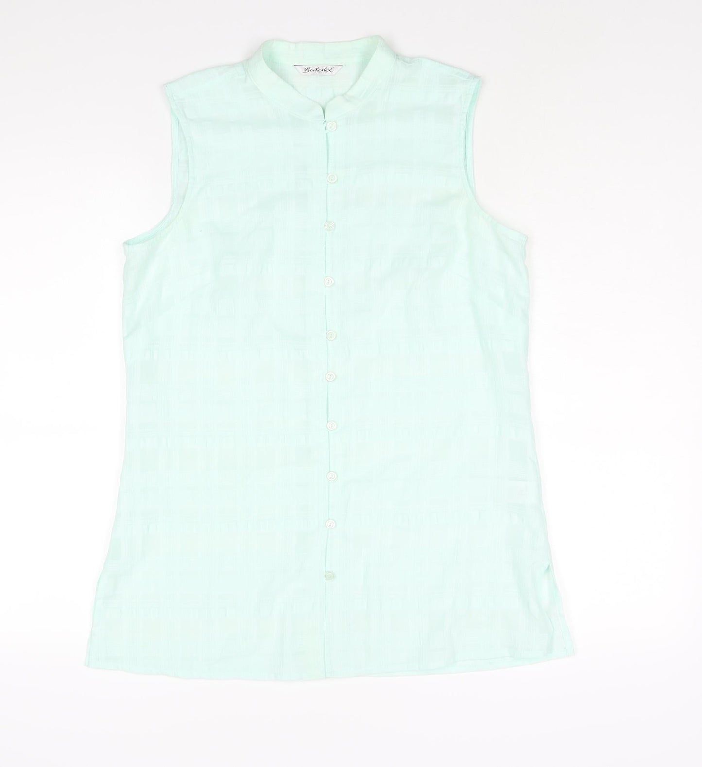 Berkertex Womens Blue Cotton Basic Blouse Size 12 Round Neck