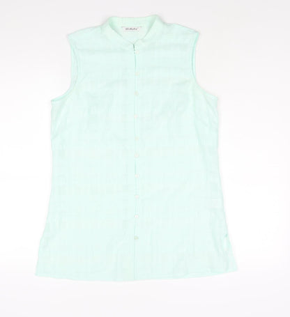 Berkertex Womens Blue Cotton Basic Blouse Size 12 Round Neck