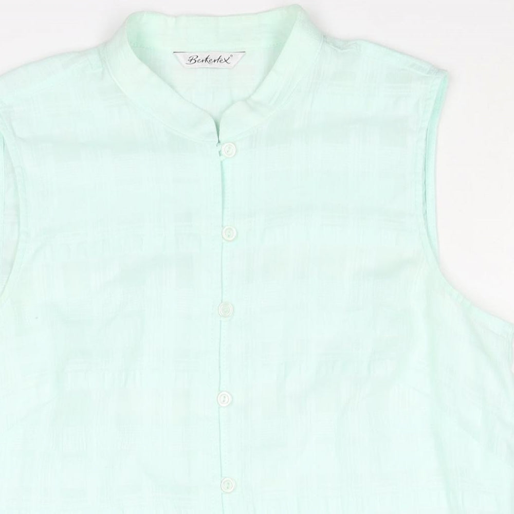 Berkertex Womens Blue Cotton Basic Blouse Size 12 Round Neck