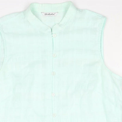 Berkertex Womens Blue Cotton Basic Blouse Size 12 Round Neck