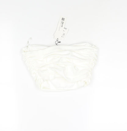 Zara Womens White Polyester Cropped Blouse Size S Square Neck - Rouched Corset Style