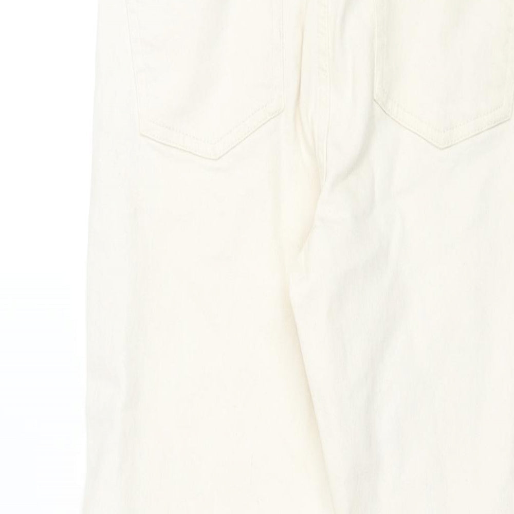 Denim & Co. Womens Ivory Cotton Straight Jeans Size 4 L25 in Regular Zip