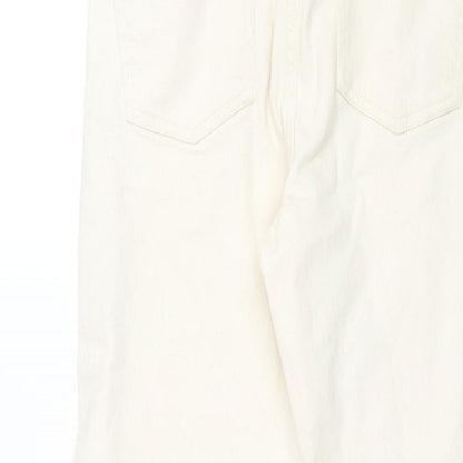 Denim & Co. Womens Ivory Cotton Straight Jeans Size 4 L25 in Regular Zip
