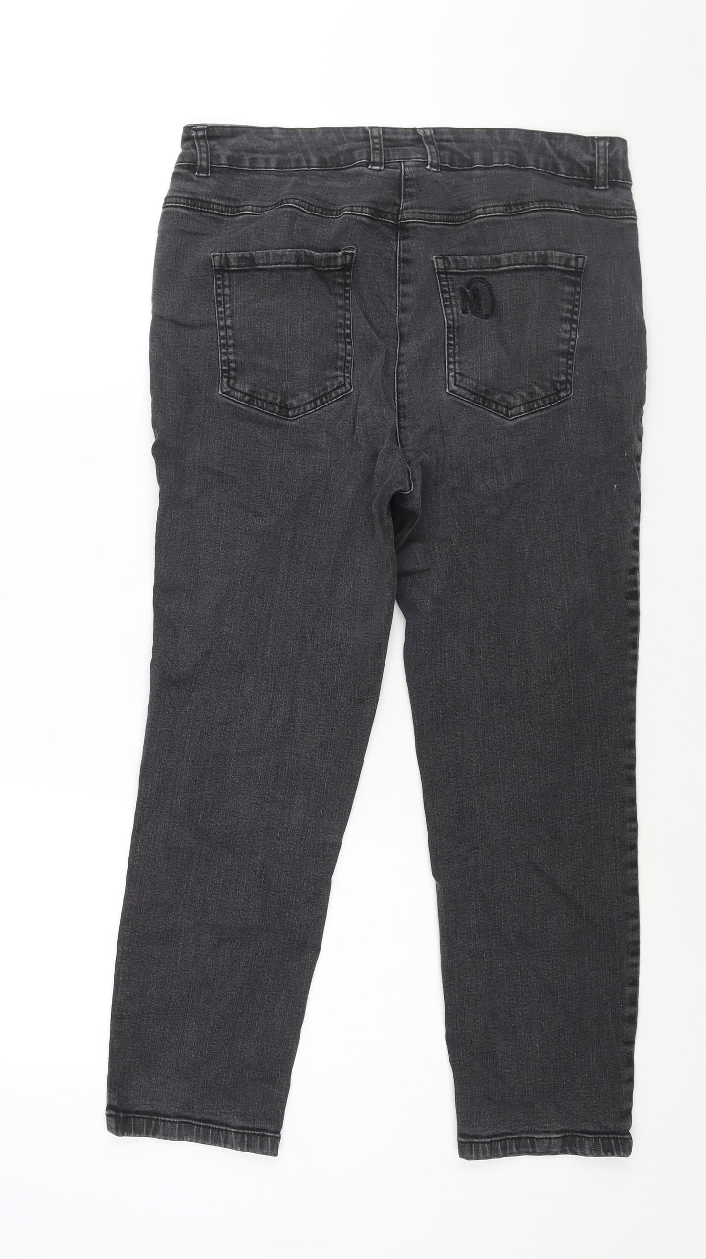 Mona Womens Black Cotton Tapered Jeans Size 14 L25 in Regular Zip