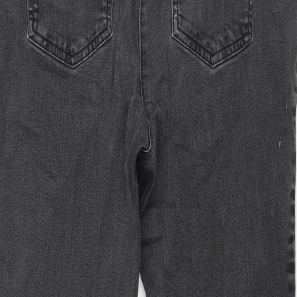 Mona Womens Black Cotton Tapered Jeans Size 14 L25 in Regular Zip