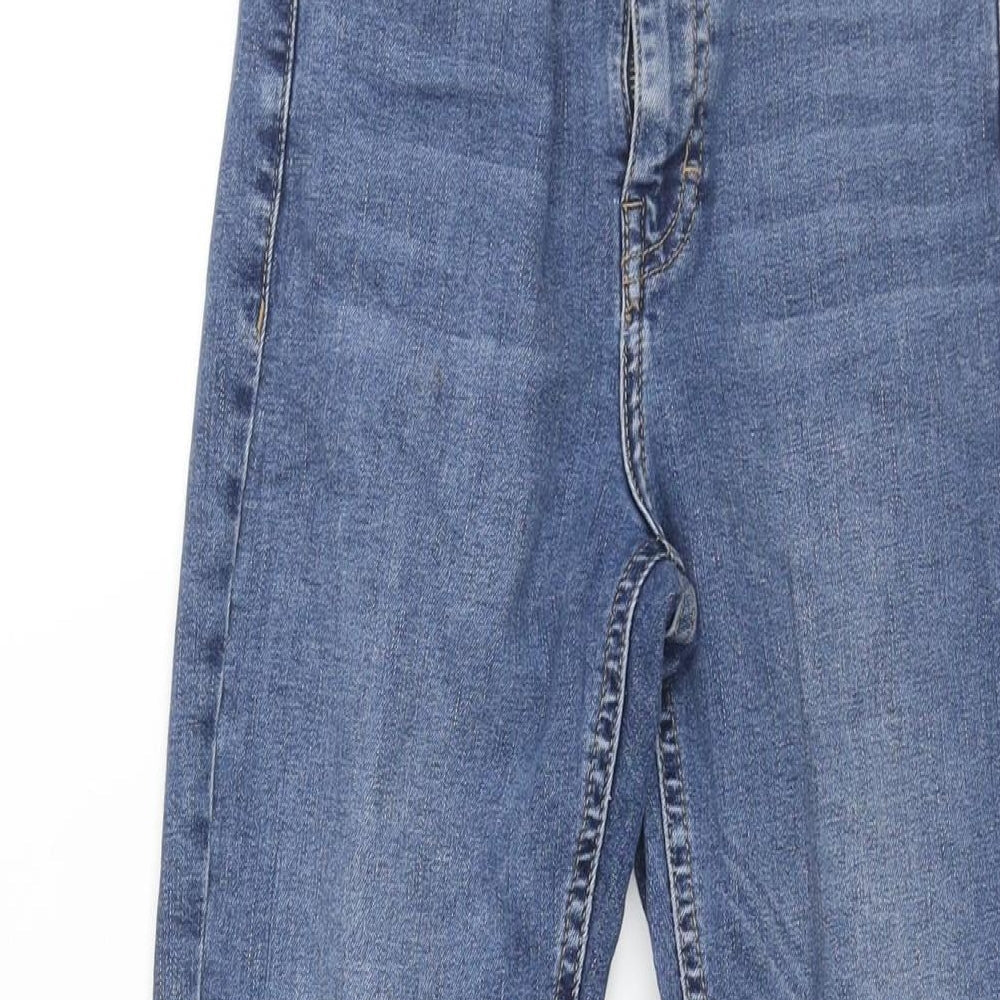 Topshop Womens Blue Cotton Skinny Jeans Size 26 in L26 in Regular Zip - Distressed Hem Detail