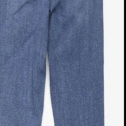 Topshop Womens Blue Cotton Skinny Jeans Size 26 in L26 in Regular Zip - Distressed Hem Detail