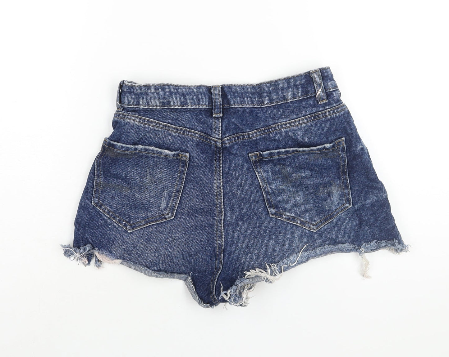 Denim & Co. Womens Blue Cotton Cut-Off Shorts Size 10 Regular Zip - Distressed