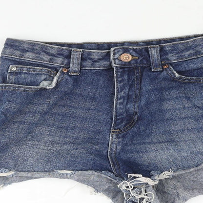 Denim & Co. Womens Blue Cotton Cut-Off Shorts Size 10 Regular Zip - Distressed