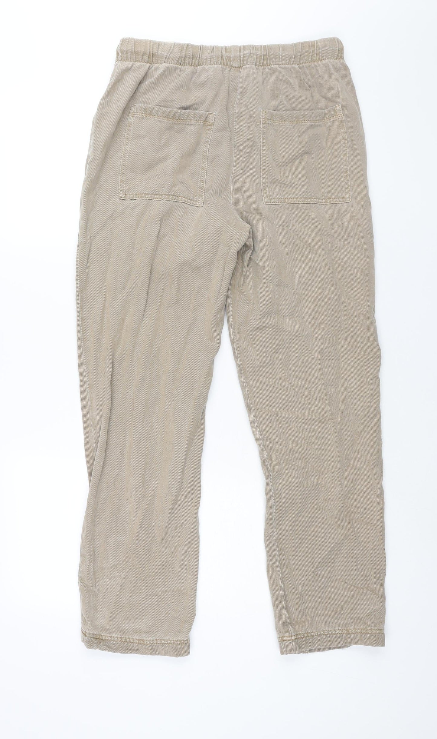 Per Una Womens Brown Cotton Tapered Jeans Size 12 L29 in Regular Drawstring