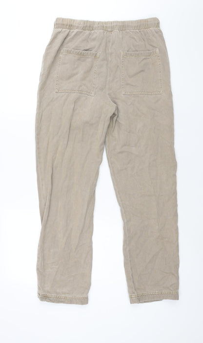 Per Una Womens Brown Cotton Tapered Jeans Size 12 L29 in Regular Drawstring