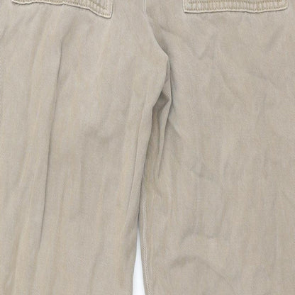Per Una Womens Brown Cotton Tapered Jeans Size 12 L29 in Regular Drawstring