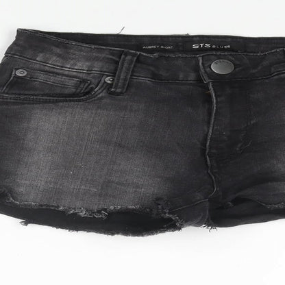 STS Blue Womens Black Cotton Cut-Off Shorts Size 24 in Regular Zip