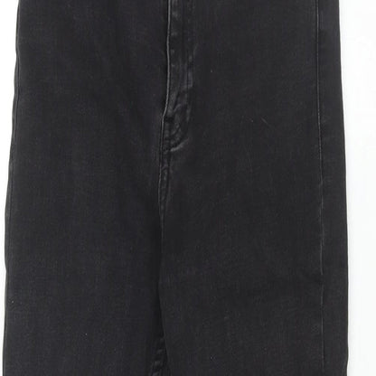 Bershka Womens Black Cotton Skinny Jeans Size 8 L26 in Regular Zip - Raw Hem
