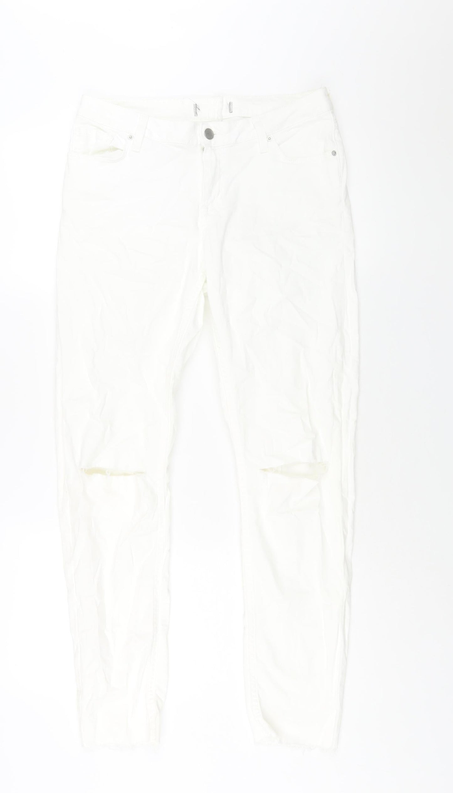 Denim & Co. Womens White Cotton Skinny Jeans Size 12 L29 in Regular Zip