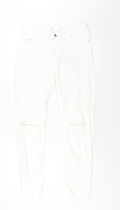 Denim & Co. Womens White Cotton Skinny Jeans Size 12 L29 in Regular Zip