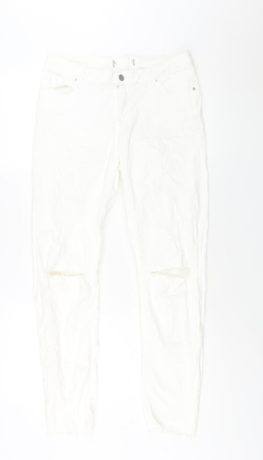 Denim & Co. Womens White Cotton Skinny Jeans Size 12 L29 in Regular Zip