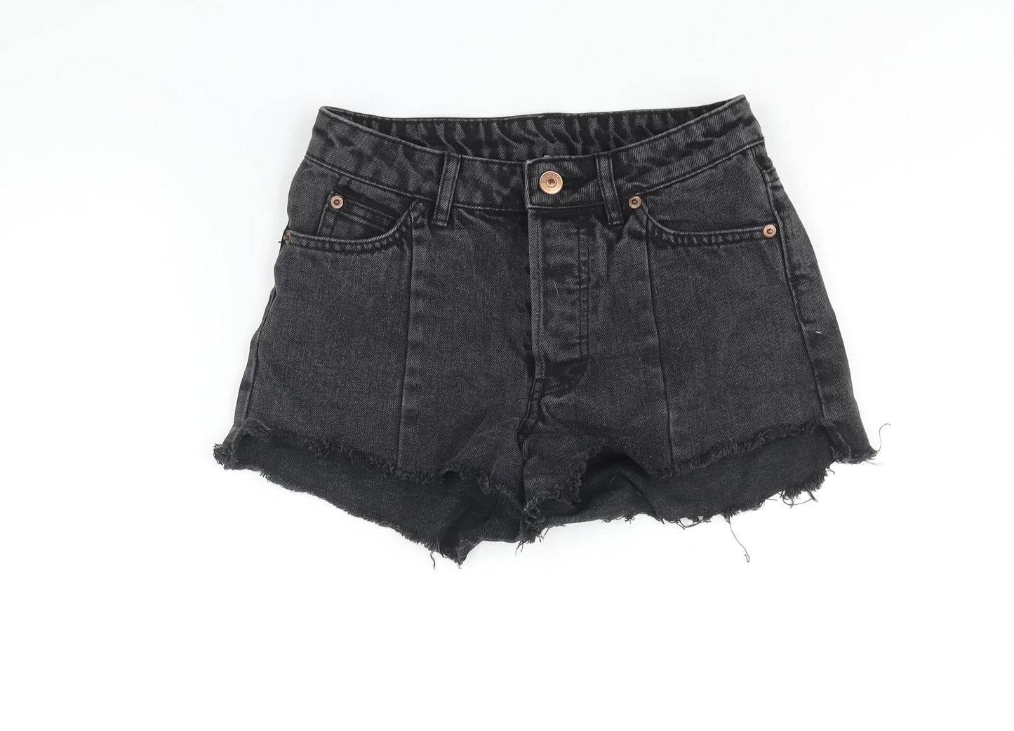 Divided by H&M Womens Black Cotton Cut-Off Shorts Size 6 Regular Zip