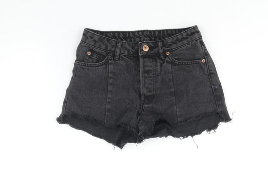 Divided by H&M Womens Black Cotton Cut-Off Shorts Size 6 Regular Zip