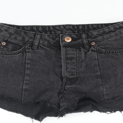 Divided by H&M Womens Black Cotton Cut-Off Shorts Size 6 Regular Zip