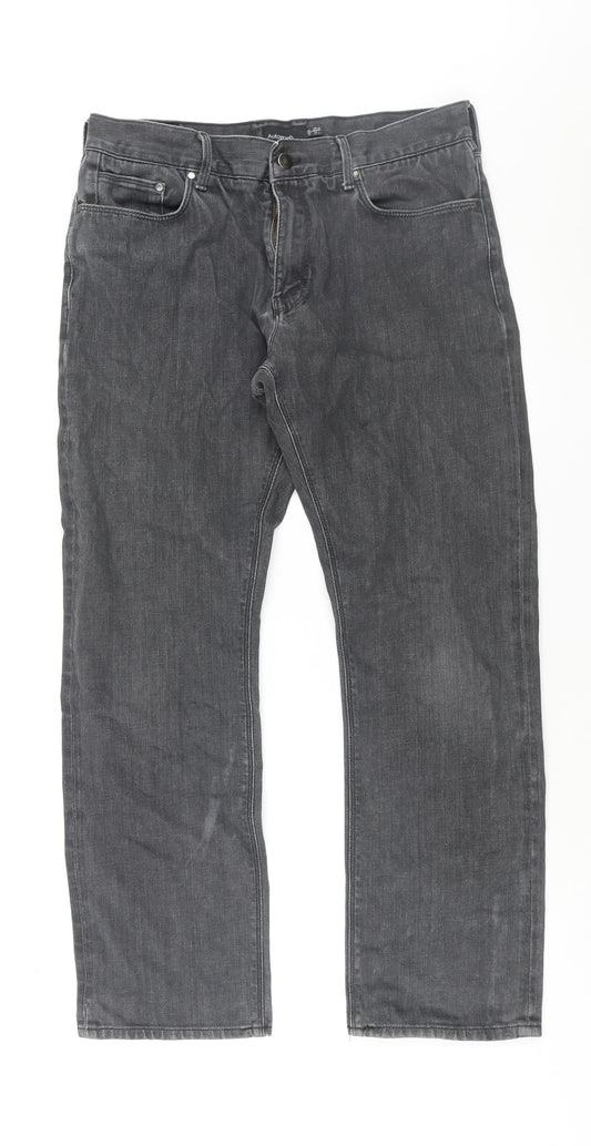 Autograph Womens Grey Cotton Straight Jeans Size 34 in L31 in Regular Zip