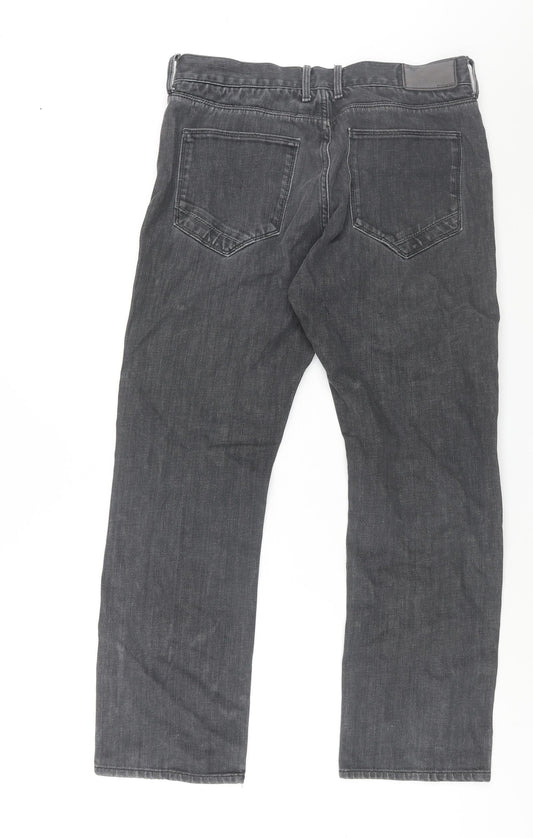 Autograph Womens Grey Cotton Straight Jeans Size 34 in L31 in Regular Zip