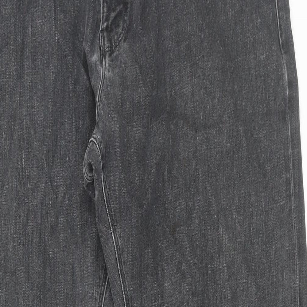 Autograph Womens Grey Cotton Straight Jeans Size 34 in L31 in Regular Zip