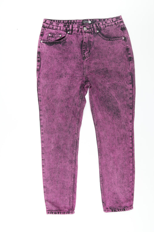 Boohoo Womens Pink Cotton Tapered Jeans Size 34 in L29 in Regular Zip