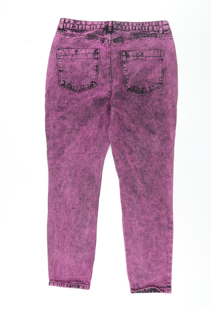 Boohoo Womens Pink Cotton Tapered Jeans Size 34 in L29 in Regular Zip