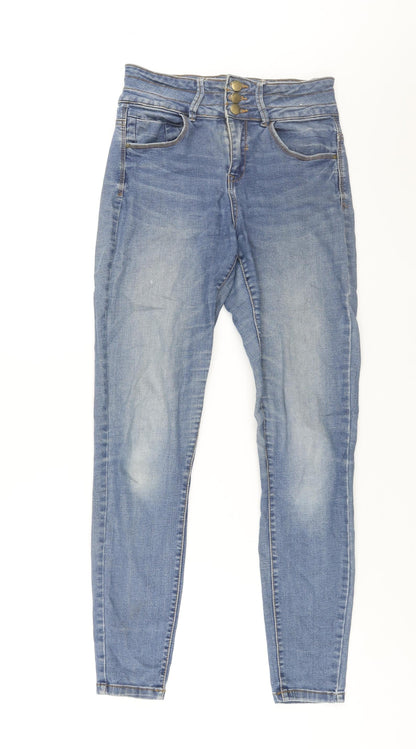 Denim & Co. Womens Blue Cotton Skinny Jeans Size 10 L28 in Regular Zip