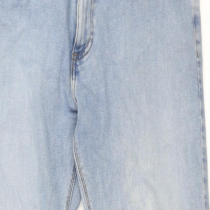 Marks and Spencer Mens Blue Cotton Straight Jeans Size 34 in L31 in Regular Zip