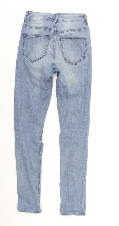 Divided by H&M Womens Blue Cotton Skinny Jeans Size 4 L26 in Regular Zip