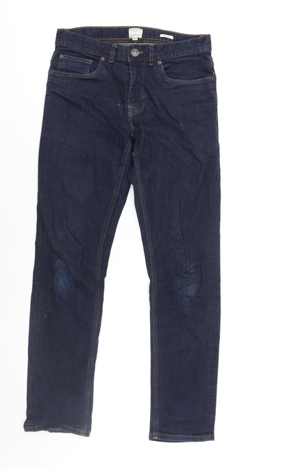 Easy Mens Blue Cotton Straight Jeans Size 30 in L30 in Slim Zip