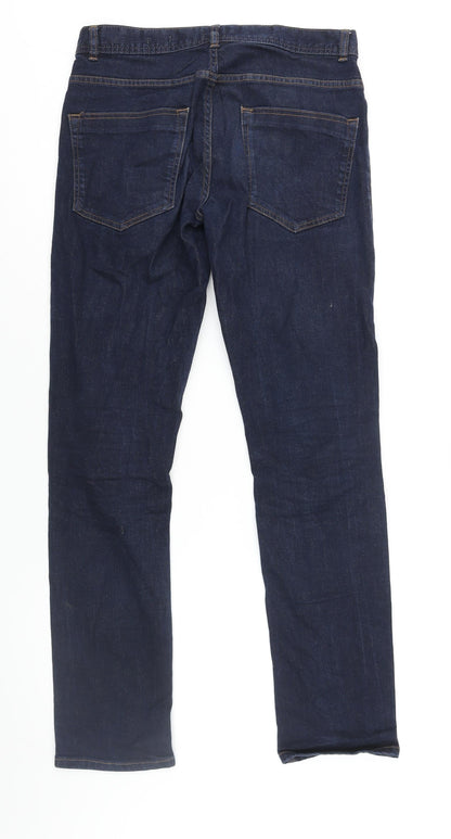 Easy Mens Blue Cotton Straight Jeans Size 30 in L30 in Slim Zip