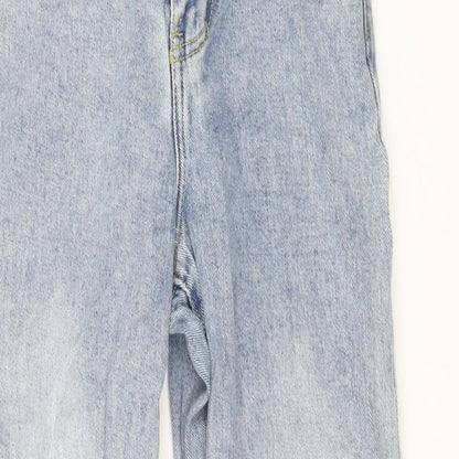 PRETTYLITTLETHING Womens Blue Cotton Tapered Jeans Size 4 L25 in Regular Zip