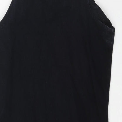 Boohoo Womens Blue Cotton Pinafore/Dungaree Dress Size 10 Square Neck Zip