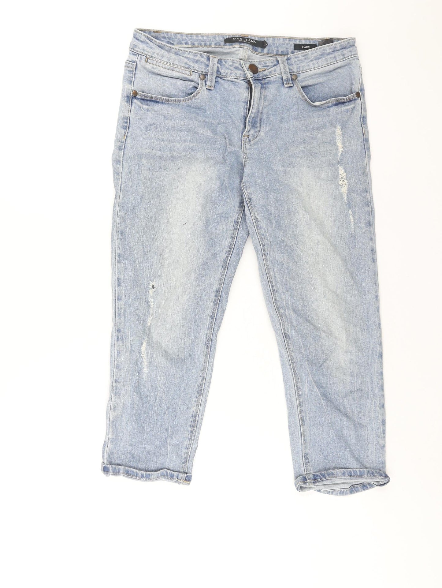 Womens UK Size 32 in Max Jeans Regular Fit Capri Blue Jeans