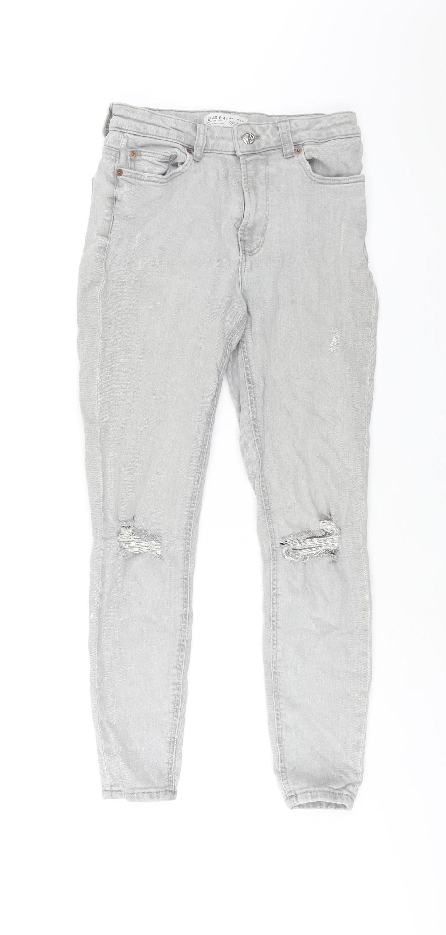 Denim & Co. Womens Grey Cotton Skinny Jeans Size 12 L27 in Regular Zip