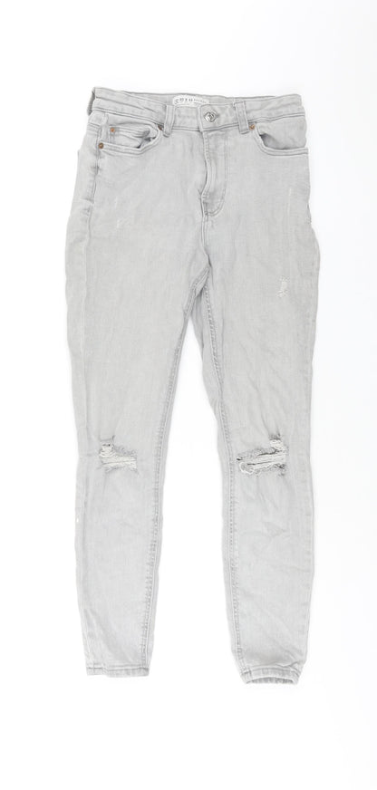 Denim & Co. Womens Grey Cotton Skinny Jeans Size 12 L27 in Regular Zip