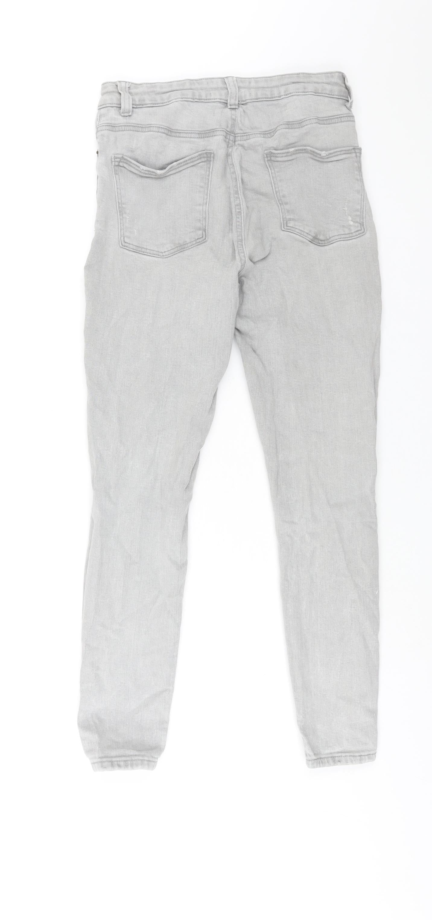 Denim & Co. Womens Grey Cotton Skinny Jeans Size 12 L27 in Regular Zip