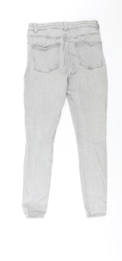 Denim & Co. Womens Grey Cotton Skinny Jeans Size 12 L27 in Regular Zip