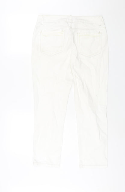 ELLE Womens White Cotton Straight Jeans Size 12 L27 in Regular Zip