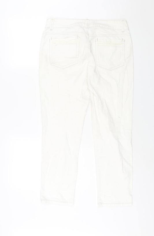ELLE Womens White Cotton Straight Jeans Size 12 L27 in Regular Zip