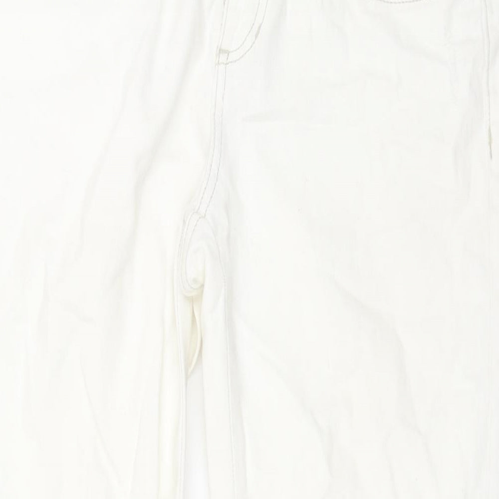 ELLE Womens White Cotton Straight Jeans Size 12 L27 in Regular Zip