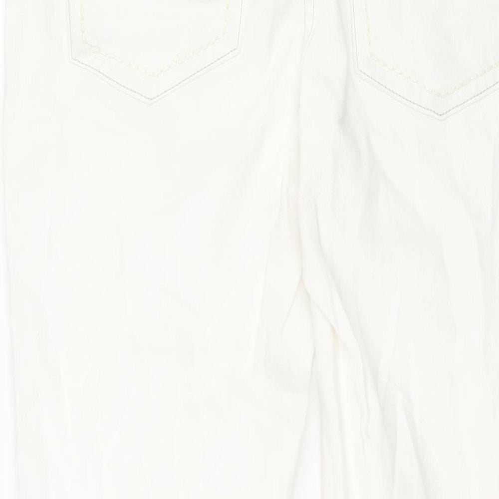 ELLE Womens White Cotton Straight Jeans Size 12 L27 in Regular Zip