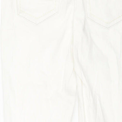 ELLE Womens White Cotton Straight Jeans Size 12 L27 in Regular Zip